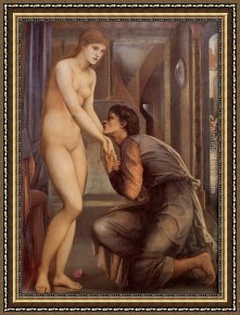 The Lotus Soul Framed Paintings - Pygmalion and the Image IV - The Soul Attains [detail] by Edward Burne-Jones